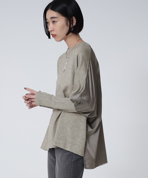 GALLEST（ギャレスト）の「ドルマンドッキングニット（ニット/セーター・レディース・ライトベージュ/ブラック/オレンジ/グレー・38/34）」の3枚目の写真