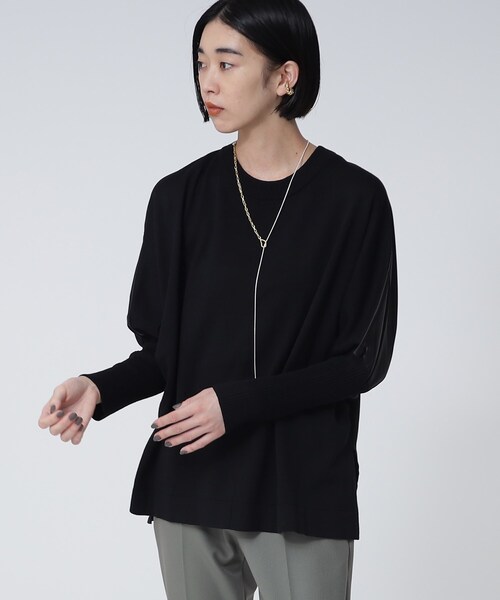 GALLEST（ギャレスト）の「ドルマンドッキングニット（ニット/セーター・レディース・ライトベージュ/ブラック/オレンジ/グレー・38/34）」の2枚目の写真