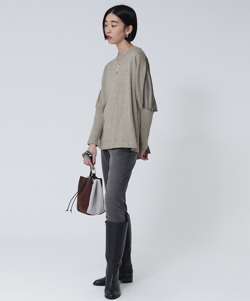 GALLEST（ギャレスト）の「ドルマンドッキングニット（ニット/セーター・レディース・ライトベージュ/ブラック/オレンジ/グレー・38/34）」の9枚目の写真