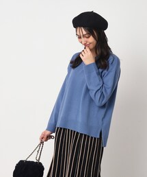 DRESKIP | お顔周りをすっきり見せる 大人なVネック ゆるニット【SHOO WARM/吸湿発熱】(ニット/セーター)