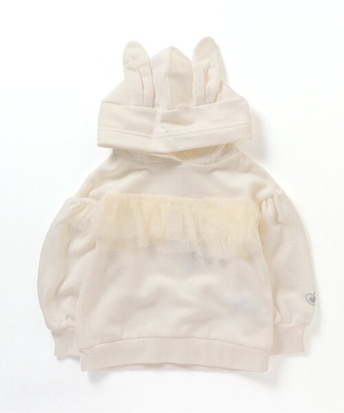 apres les cours（アプレレクール）の「ねこ&うさ耳かぶりパーカー（パーカー・キッズ・ブラック/アイボリー・80/90/100/110/120/130/140）」の8枚目の写真