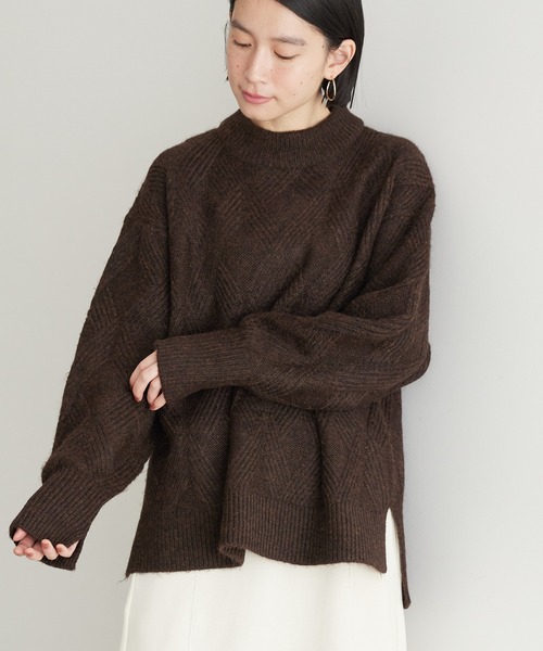 AMERICAN HOLIC（アメリカンホリック）の「Mixヤーンモックネックケーブルニットプルオーバー（ニット/セーター・レディース・アイボリー/サックスブルー/ピンク/ブラウン・L/M）」の2枚目の写真