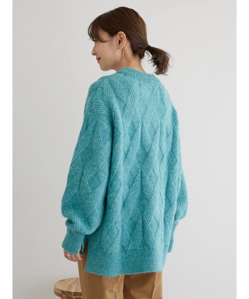 AMERICAN HOLIC（アメリカンホリック）の「Mixヤーンモックネックケーブルニットプルオーバー（ニット/セーター・レディース・アイボリー/サックスブルー/ピンク/ブラウン・L/M）」の15枚目の写真