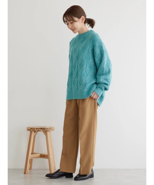 AMERICAN HOLIC（アメリカンホリック）の「Mixヤーンモックネックケーブルニットプルオーバー（ニット/セーター・レディース・アイボリー/サックスブルー/ピンク/ブラウン・L/M）」の17枚目の写真