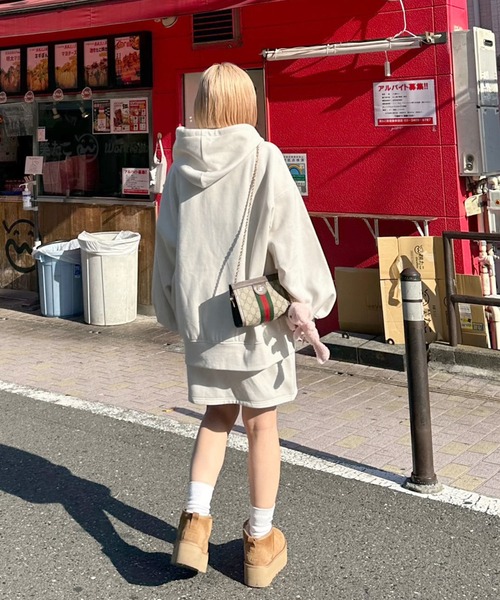 Alley by w closet（アリーバイダブルクローゼット）の「【Alley/SETアイテム】フードジップパーカー＋タイトスカート（パーカー・レディース・オフホワイト/グレー・FREE）」の8枚目の写真