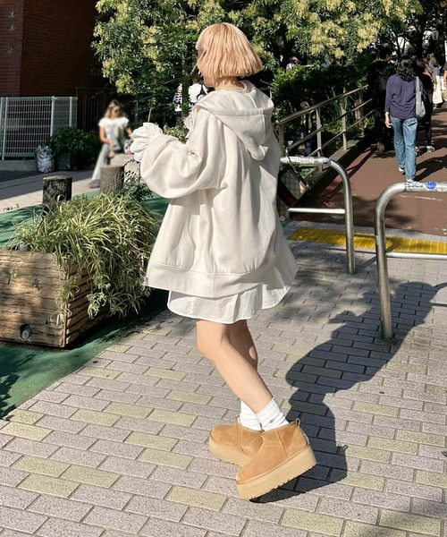 Alley by w closet（アリーバイダブルクローゼット）の「【Alley/SETアイテム】フードジップパーカー＋タイトスカート（パーカー・レディース・オフホワイト/グレー・FREE）」の11枚目の写真