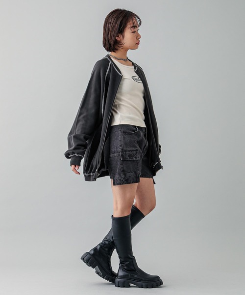 X-girl（エックスガール）の「ZIP UP SWEAT CARDIGAN（スウェット・レディース・オレンジ/ベージュ/チャコール・M/S）」の16枚目の写真