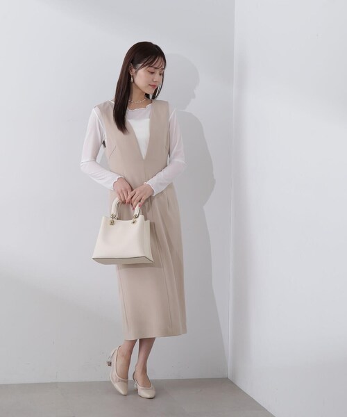 PROPORTION BODY DRESSING（プロポーションボディドレッシング）の「Ｖネックタイトジャンスカ / 1214140105（ワンピース・レディース・ベージュ/ブラック・MEDIUM/SMALL）」の10枚目の写真