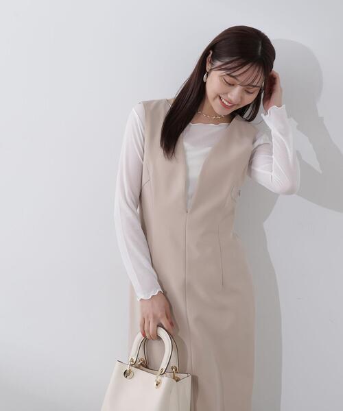 PROPORTION BODY DRESSING（プロポーションボディドレッシング）の「Ｖネックタイトジャンスカ / 1214140105（ワンピース・レディース・ベージュ/ブラック・MEDIUM/SMALL）」の12枚目の写真