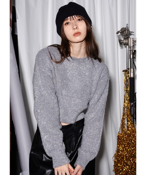 Adoon plain（アドーンプレーン）の「ラメショートニット（ニット