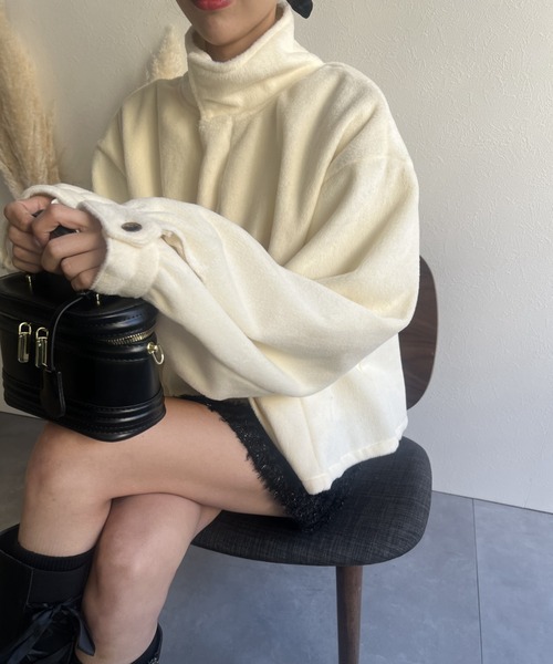 LAC-VERT(ラック・ヴェール)の「スタンドカラーAラインフレアジャケット(ステンカラーコート・レディース・ブラック/アイボリー/ピンク/ブラウン/チャコールグレー・FREE)」の22枚目の写真