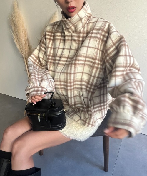 LAC-VERT(ラック・ヴェール)の「スタンドカラーAラインフレアジャケット(ステンカラーコート・レディース・ブラック/アイボリー/ピンク/ブラウン/チャコールグレー・FREE)」の16枚目の写真