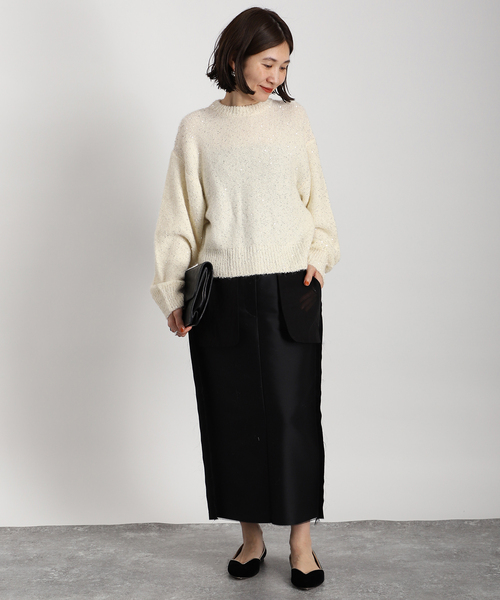 VERMEIL par iena アルパカ スパンコールプルオーバー　白　ニット セール】アルパカ スパンコールプルオーバー（ニット/セーター