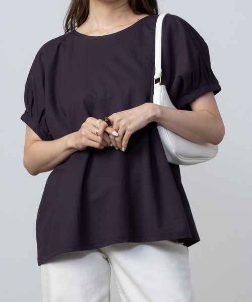 Howdy Marie（ハウディ―マリー）の「Howdy Marie ハウディーマリー 制菌加工 サラリ冷感 ギャザーデザインTシャツ（Tシャツ/カットソー・レディース・イエロー系その他/ホワイト/チャコールグレー/ブラウン・M/L/S/XL）」の3枚目の写真