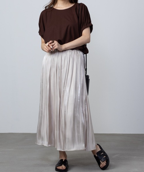 Howdy Marie（ハウディ―マリー）の「Howdy Marie ハウディーマリー 制菌加工 サラリ冷感 ギャザーデザインTシャツ（Tシャツ/カットソー・レディース・イエロー系その他/ホワイト/チャコールグレー/ブラウン・M/L/S/XL）」の10枚目の写真