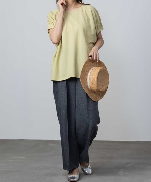 Howdy Marie（ハウディ―マリー）の「Howdy Marie ハウディーマリー 制菌加工 サラリ冷感 ギャザーデザインTシャツ（Tシャツ/カットソー・レディース・イエロー系その他/ホワイト/チャコールグレー/ブラウン・M/L/S/XL）」の5枚目の写真