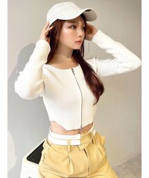 RESEXXY | ジップデザインクロップドニットトップス(ニット/セーター)