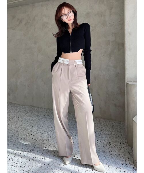 RESEXXY（リゼクシー）の「ジップデザインクロップドニットトップス（ニット/セーター・レディース・ピンク/ライトグレー/ホワイト/ブラック・FREE）」の21枚目の写真