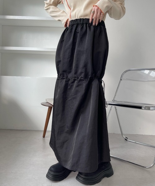 Ada.（エイダ）の「2WAY着用可能♪ ウエストゴム ドロスト ティアード シャカスカート（スカート・レディース・カーキ/ブラック・FREE）」の20枚目の写真