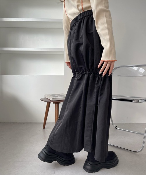 Ada.（エイダ）の「2WAY着用可能♪ ウエストゴム ドロスト ティアード シャカスカート（スカート・レディース・カーキ/ブラック・FREE）」の17枚目の写真