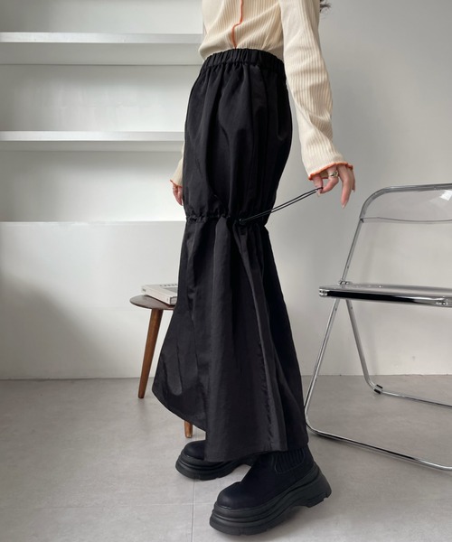 Ada.（エイダ）の「2WAY着用可能♪ ウエストゴム ドロスト ティアード シャカスカート（スカート・レディース・カーキ/ブラック・FREE）」の5枚目の写真