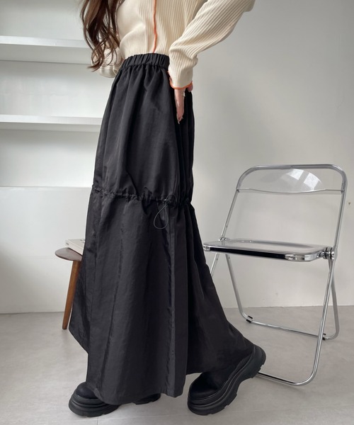 Ada.（エイダ）の「2WAY着用可能♪ ウエストゴム ドロスト ティアード シャカスカート（スカート・レディース・カーキ/ブラック・FREE）」の21枚目の写真
