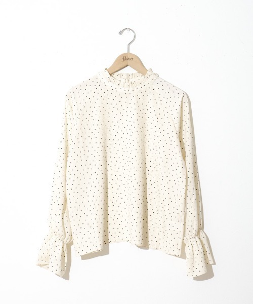 flower（フラワー）の「タイニードットリボンブラウス（シャツ/ブラウス・レディース・アイボリー/ブラック・FREE）」の9枚目の写真