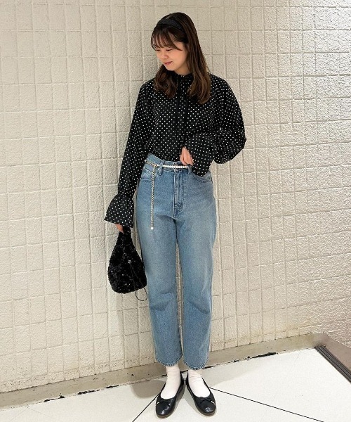 flower（フラワー）の「タイニードットリボンブラウス（シャツ/ブラウス・レディース・アイボリー/ブラック・FREE）」の7枚目の写真