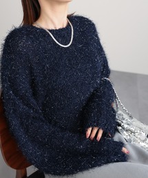 ＜新色追加＞ラメニットトップス/クロップド丈