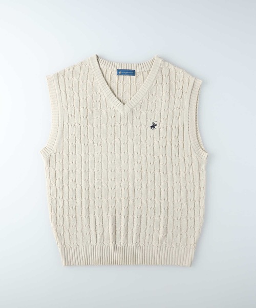 BEVERLY HILLS POLO CLUB(ビバリーヒルズポロクラブ)の「【BEVERLY HILLS POLO CLUB】【別注】ワンポイント刺繍ニットベスト(ベスト・レディース・キナリ/グリーン・フリー)」の12枚目の写真