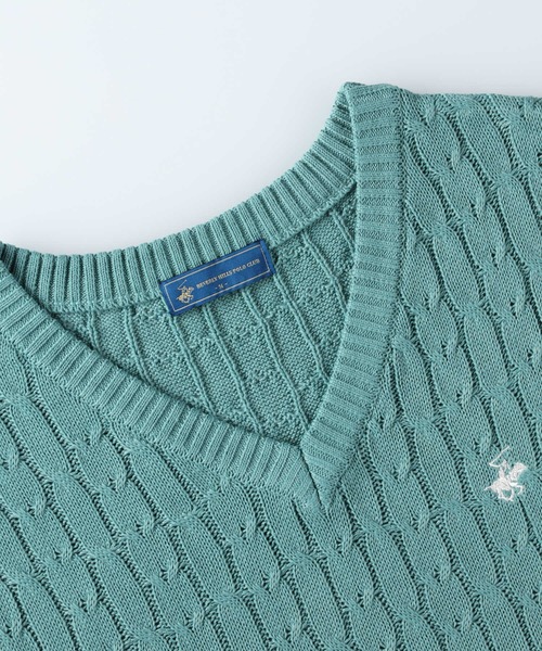 BEVERLY HILLS POLO CLUB(ビバリーヒルズポロクラブ)の「【BEVERLY HILLS POLO CLUB】【別注】ワンポイント刺繍ニットベスト(ベスト・レディース・キナリ/グリーン・フリー)」の19枚目の写真