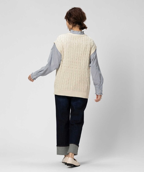 BEVERLY HILLS POLO CLUB(ビバリーヒルズポロクラブ)の「【BEVERLY HILLS POLO CLUB】【別注】ワンポイント刺繍ニットベスト(ベスト・レディース・キナリ/グリーン・フリー)」の14枚目の写真