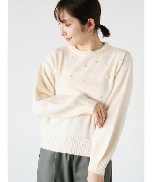 Te chichi TERRASSE(テチチテラス)の「ランダムパールニット(ニット/セーター・レディース・ブルー/グレー/ブラック/オフホワイト・F)」の9枚目の写真