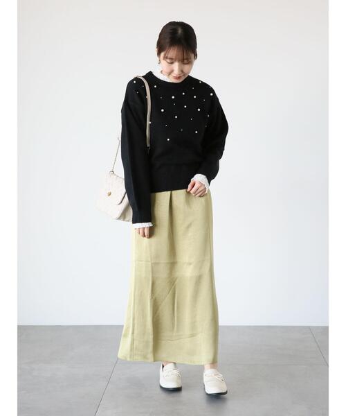 Te chichi TERRASSE(テチチテラス)の「ランダムパールニット(ニット/セーター・レディース・ブルー/グレー/ブラック/オフホワイト・F)」の8枚目の写真