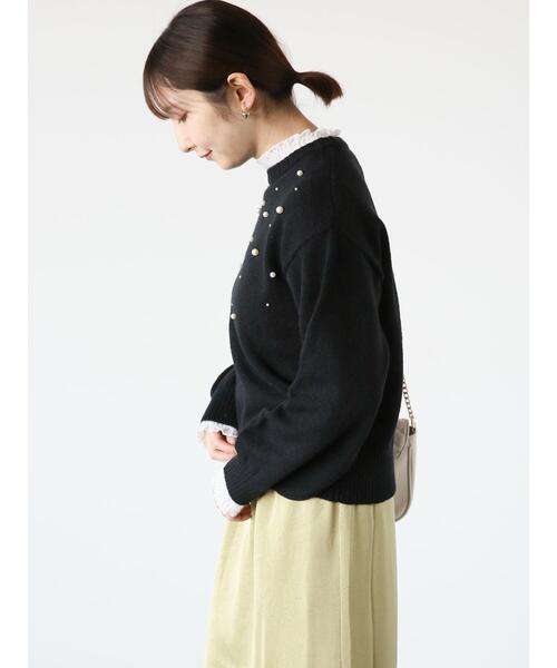 Te chichi TERRASSE(テチチテラス)の「ランダムパールニット(ニット/セーター・レディース・ブルー/グレー/ブラック/オフホワイト・F)」の7枚目の写真