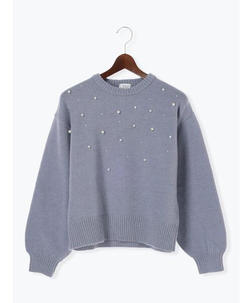 Te chichi TERRASSE(テチチテラス)の「ランダムパールニット(ニット/セーター・レディース・ブルー/グレー/ブラック/オフホワイト・F)」の15枚目の写真