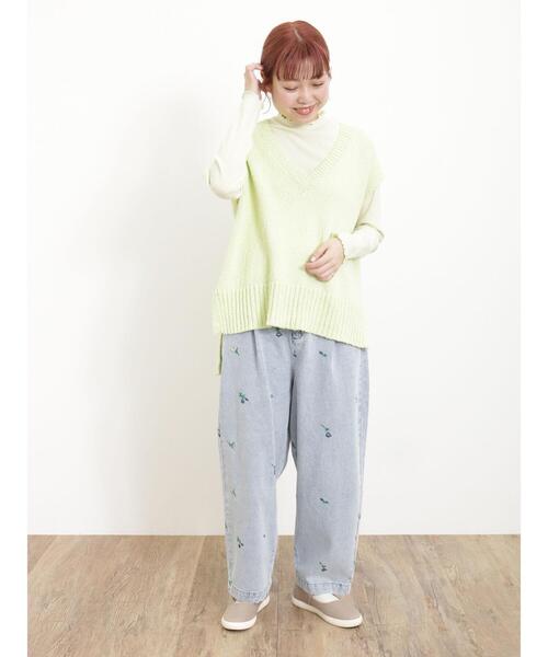 Samansa Mos2（サマンサ モスモス）の「テープヤーンミックスベスト（ベスト・レディース・キナリ/ダークブラウン/サックスブルー/グリーン/ベージュ・F）」の16枚目の写真