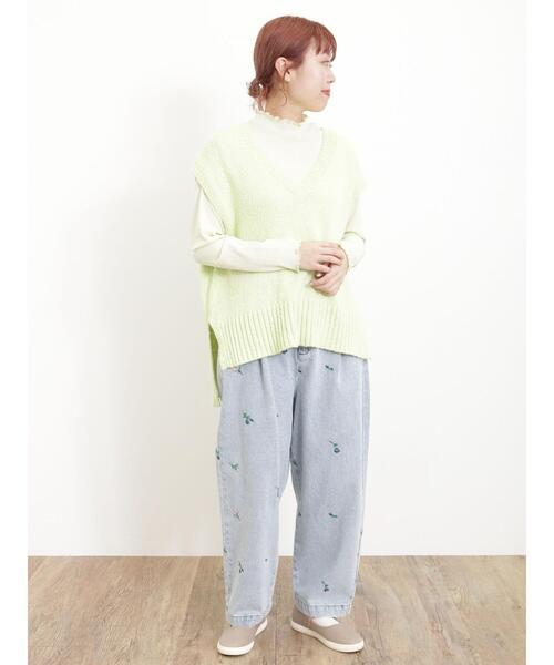 Samansa Mos2（サマンサ モスモス）の「テープヤーンミックスベスト（ベスト・レディース・キナリ/ダークブラウン/サックスブルー/グリーン/ベージュ・F）」の18枚目の写真