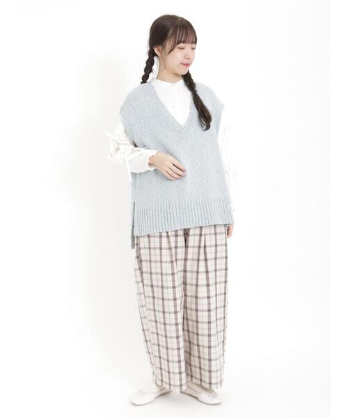 Samansa Mos2（サマンサ モスモス）の「テープヤーンミックスベスト（ベスト・レディース・キナリ/ダークブラウン/サックスブルー/グリーン/ベージュ・F）」の20枚目の写真