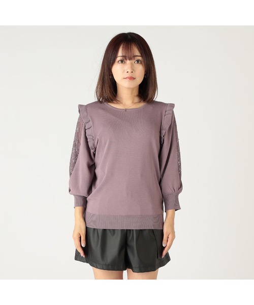 CECIL McBEE(セシルマクビー)の「麻タッチレーヨン 肩フリル袖 CECIL McBEE(セシルマクビー)の「麻タッチレーヨン 肩フリル袖