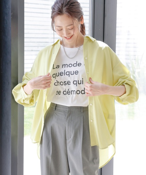 GLOBAL WORK(グローバルワーク)の「お手入れらくらくフレンチリネンシャツ/976693(シャツ/ブラウス・レディース・ブルー系その他5/ライトブルー/グレイッシュベージュ/パープル系その他2/グリーン系その他5/ベージュ系その他2/イエロー/オレンジ系5/ネイビー系9/オフホワイト・L/M)」の9枚目の写真