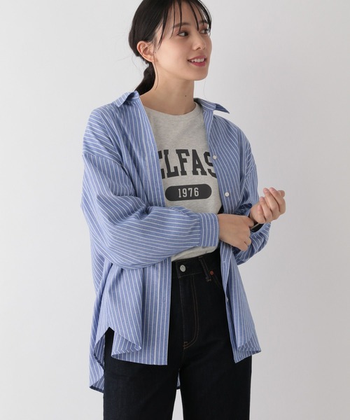GLOBAL WORK(グローバルワーク)の「お手入れらくらくフレンチリネンシャツ/976693(シャツ/ブラウス・レディース・ブルー系その他5/ライトブルー/グレイッシュベージュ/パープル系その他2/グリーン系その他5/ベージュ系その他2/イエロー/オレンジ系5/ネイビー系9/オフホワイト・L/M)」の6枚目の写真