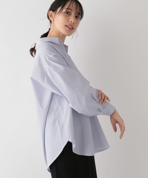 GLOBAL WORK(グローバルワーク)の「お手入れらくらくフレンチリネンシャツ/976693(シャツ/ブラウス・レディース・ブルー系その他5/ライトブルー/グレイッシュベージュ/パープル系その他2/グリーン系その他5/ベージュ系その他2/イエロー/オレンジ系5/ネイビー系9/オフホワイト・L/M)」の8枚目の写真