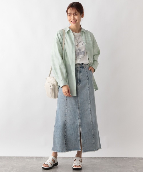 GLOBAL WORK(グローバルワーク)の「お手入れらくらくフレンチリネンシャツ/976693(シャツ/ブラウス・レディース・ブルー系その他5/ライトブルー/グレイッシュベージュ/パープル系その他2/グリーン系その他5/ベージュ系その他2/イエロー/オレンジ系5/ネイビー系9/オフホワイト・L/M)」の13枚目の写真