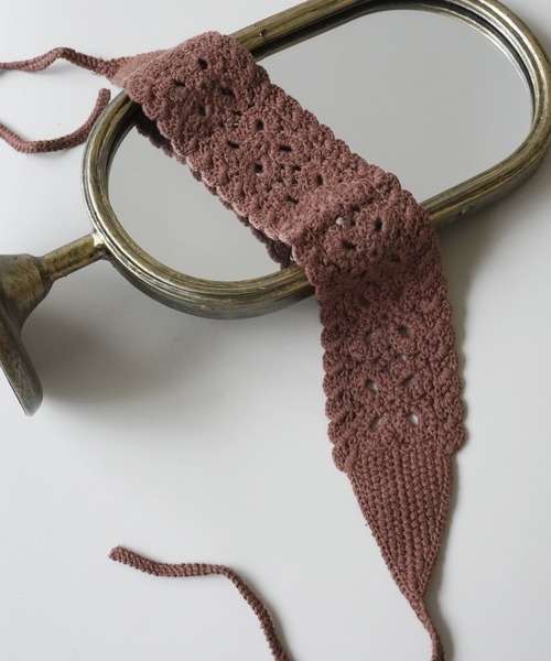 Port（ポート）の「レース 編み ニット ヘアバンド（ヘアバンド・レディース・グレー/ブラウン/アイボリー/パープル/オレンジ/ホワイト×イエロー・FREE）」の9枚目の写真