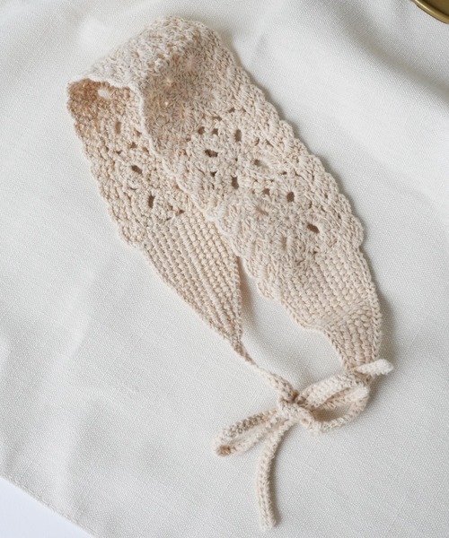 Port（ポート）の「レース 編み ニット ヘアバンド（ヘアバンド・レディース・グレー/ブラウン/アイボリー/パープル/オレンジ/ホワイト×イエロー・FREE）」の10枚目の写真