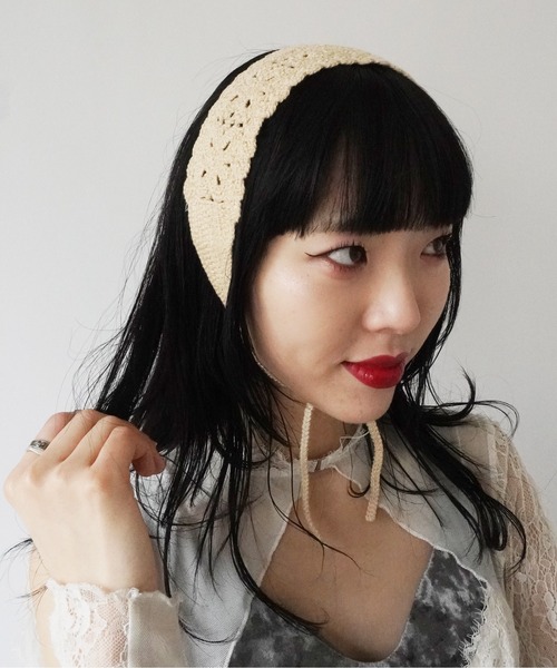 セール】レース 編み ニット ヘアバンド（ヘアバンド）｜Port