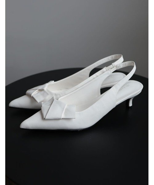 Re:EDIT（リエディ）の「[2024SS COLLECTION][MEISM by Re:EDIT][大きいサイズ有]リボンディテールローヒールパンプス（パンプス・レディース・ブラック/シルバー/ゴールド/ホワイト・SMALL/MEDIUM/LARGE/X-LARGE）」の8枚目の写真