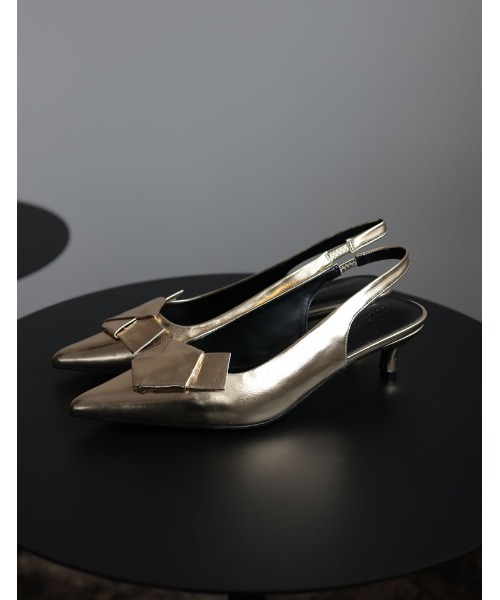 Re:EDIT（リエディ）の「[2024SS COLLECTION][MEISM by Re:EDIT][大きいサイズ有]リボンディテールローヒールパンプス（パンプス・レディース・ブラック/シルバー/ゴールド/ホワイト・SMALL/MEDIUM/LARGE/X-LARGE）」の12枚目の写真