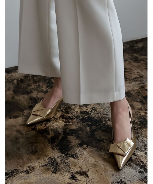 Re:EDIT（リエディ）の「[2024SS COLLECTION][MEISM by Re:EDIT][大きいサイズ有]リボンディテールローヒールパンプス（パンプス・レディース・ブラック/シルバー/ゴールド/ホワイト・SMALL/MEDIUM/LARGE/X-LARGE）」の15枚目の写真